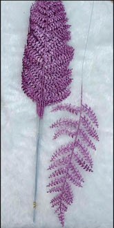 Frunze decorative roz cu sclipici - 12 buc/set